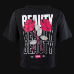 Дамска черна къса кроп тениска - Beauty Rose