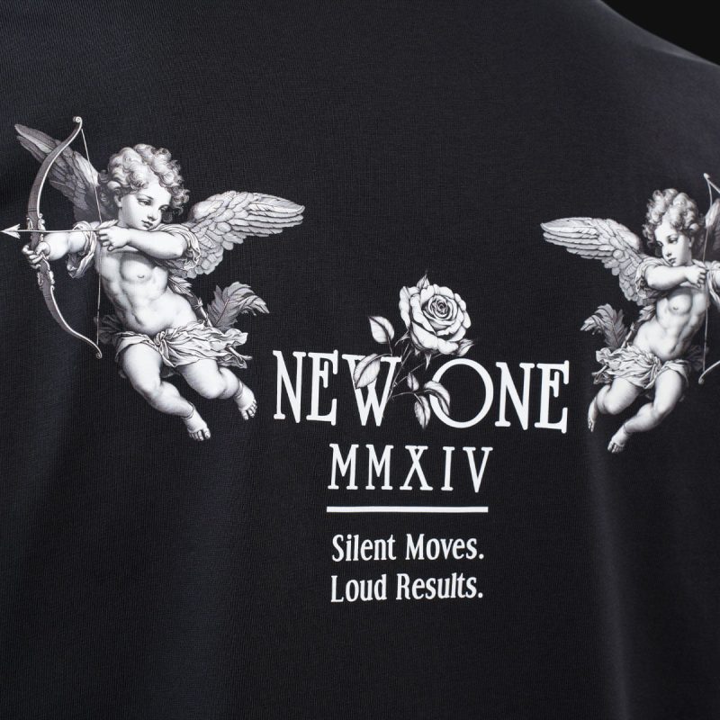 Мъжка черна овърсайз тениска - New One Tee - 04