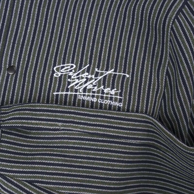 Ανδρικό Overshirt με κουμπιά - Olive Grid - 04