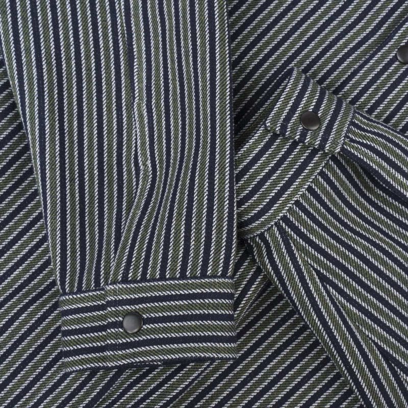 Ανδρικό Overshirt με κουμπιά - Olive Grid - 08