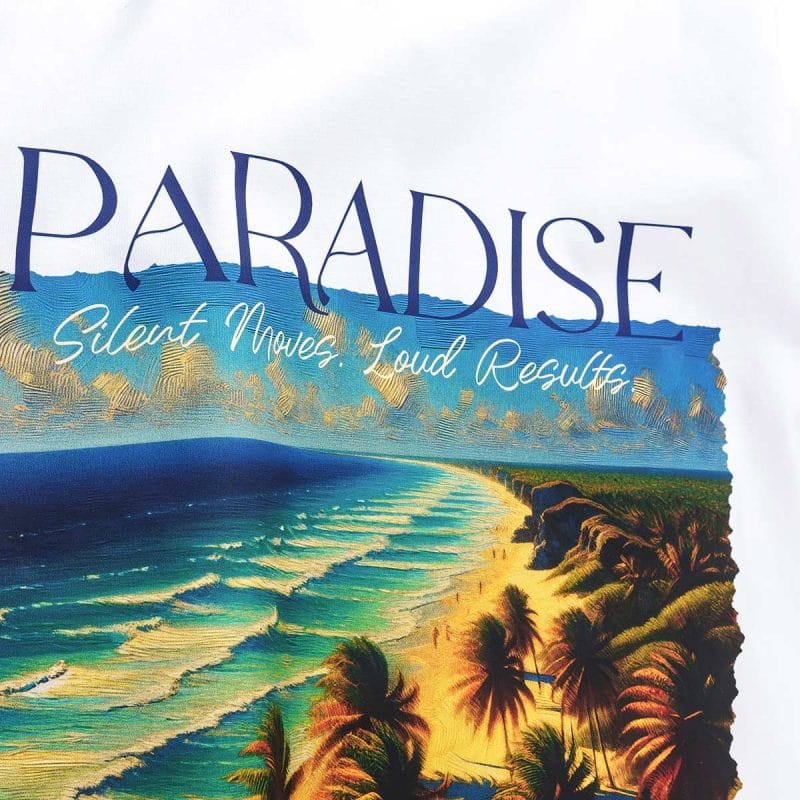 Ανδρικό λευκό T-shirt σε γραμμή Regular-Fit - Paradise One - 08