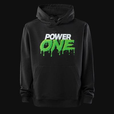 Ανδρικό μαύρο φούτερ με κουκούλα - Power One