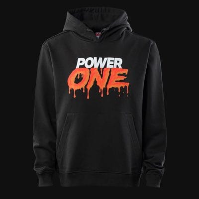 Ανδρικό μαύρο φούτερ με κουκούλα - Power One V.02